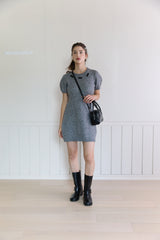 RIBBON PUFF KNIT DRESS (2COLORS)