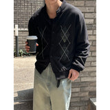 [Unisex] アーガイルパターンハーフネックカーディガン(2color)