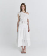 Lace tiered long skirt (Ivory)