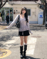 Bay Ruffle Check Cardigan Set