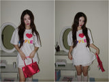 I Love Apple Cotton Oversized Fit Half Sleeve Tee
