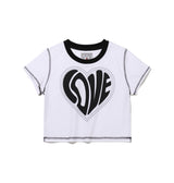 Heart cutting crop T-shirt (White
