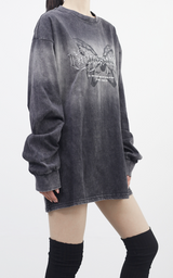 (Unisex) ヘックスバタフライウォッシングロングTシャツ