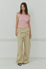 BELT LAYER PANTS / BEIGE