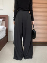 Grace Two-Tuck Button Wide Long Slacks