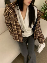 Witty Bulky Check 2-Way Zipper Hood Puffer