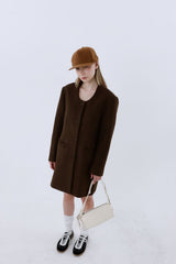 WOOL-LIKE LONG COAT_BROWN