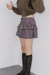 Leopard sweet frill skirt