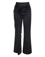 Satin Draped Trousers _ BLACK