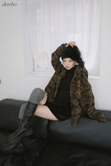 camouflage thick hood zip-up