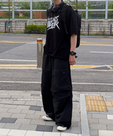 イリューネスレタリングオーバーサイズスプリットショートスリーブTシャツ
