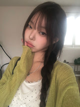 Gron Soft Scratch Wool See-Through Knit Cardigan