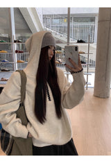 Niche Wide Hooded Wool Zip-Up Knitwear
