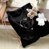 Deli rabbit string bag (black_pink)
