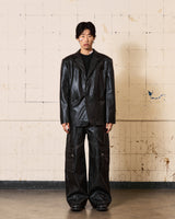 Circle Leather Blazer (Black)
