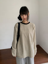 [ユニセックス]ケンッパストライプオーバーラウンドロングスリーブTシャツ