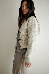 Boucle wool cardigan, Oatmeal