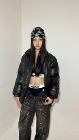 #J1202 Black stand collar down jacket