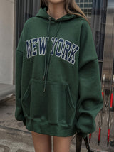 New York Embroidered Overfit Hoodie