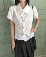 Casual Shirring Collar Short-Sleeved Shirt