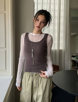 Titi wrinkle シースルー レイヤードロングスリーブ