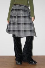 PLAID LAYERED WRAP SKIRT