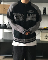 RM Nine lettering color combination knit zip-up (3C)