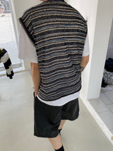 Net see-through dangara v neck knit vest 2C