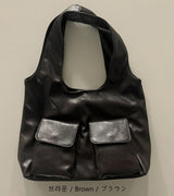 Rowan Two-Pocket Leather Big Shoulder Bag (3 Colors)