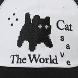 Cat Save The World ピクセルアートボールキャップ (Black)