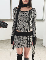 [ID] Floral Jacquard Set-up (Top) (Gray)