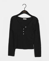 ビミ パンチングアイレット ハーフボタン Vネック Tシャツ