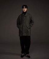 BALMACAAN HERRINGBONE WOOL CASHMERE HALF COAT BLACK
