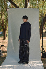 SLIT LONG SLEEVE HOODIE [BLACK]