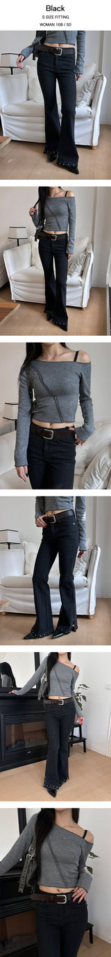 Stud span boots cut pants