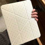 グリーン ドット パターン トリプル フォールディング iPad ケース