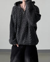 Lune Cable Half Zip-Up Hoodie Knit