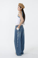 DEEP NECK SLEEVELESS TOP_SKY BLUE-WHITE