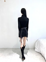 1080. Cut out leather strap mini sk (2color)