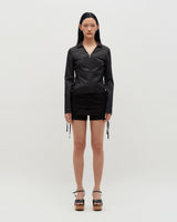 V-Neck Sleek Zip-Up _ DARK GREY