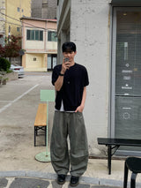 Deep Pleat Curved Cotton Pants