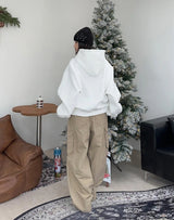 Felt Studded Brushed Hoodie