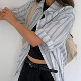 [Summer/Short-sleeved Shirt] Sydney オーバーサイズフィット ストライプ サマーシャツ 1 color
