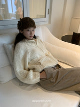 wool Thick Bold Knitwear Zip-Up Cardigan