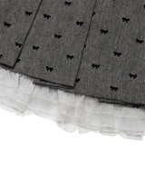 RIBBON MIDI SKIRT(GREY)