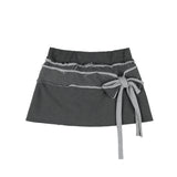DYE-WASH TIE SKIRT (GRAY) F25ZD968