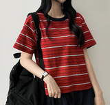 ロビンカラーストライプダンガラ半袖Tシャツ