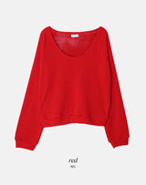 UネックアイレットベーシックニットTシャツ (4color)