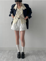 Wrinkle V-Neck Tie Blouse
