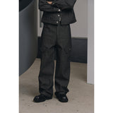 Stripe corduroy cargo pants(Black)